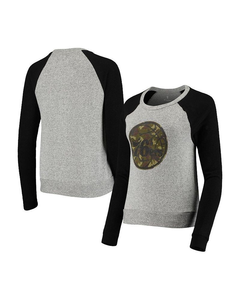 Women's Branded Gray Prestige Camo Raglan Crew Neck Sweatshirt Gray $27.60 Sweatshirts