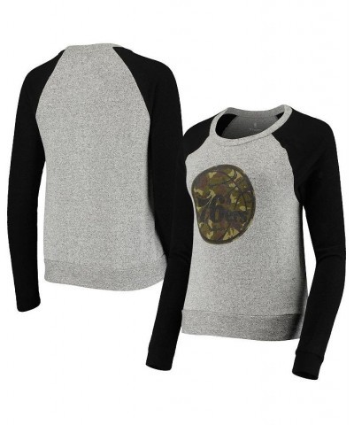 Women's Branded Gray Prestige Camo Raglan Crew Neck Sweatshirt Gray $27.60 Sweatshirts