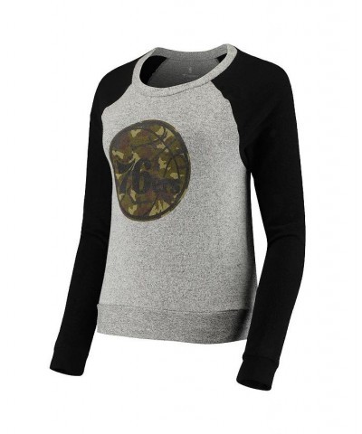 Women's Branded Gray Prestige Camo Raglan Crew Neck Sweatshirt Gray $27.60 Sweatshirts