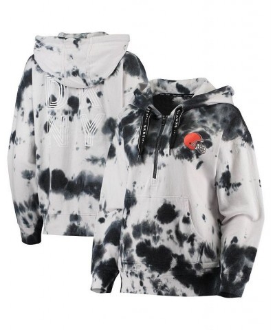 Women's White Black Cleveland Browns Dakota Oversized Tie-Dye Half-Zip Hoodie White, Black $45.15 Sweatshirts