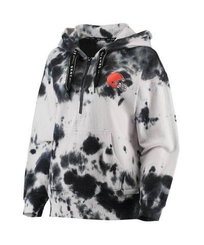 Women's White Black Cleveland Browns Dakota Oversized Tie-Dye Half-Zip Hoodie White, Black $45.15 Sweatshirts