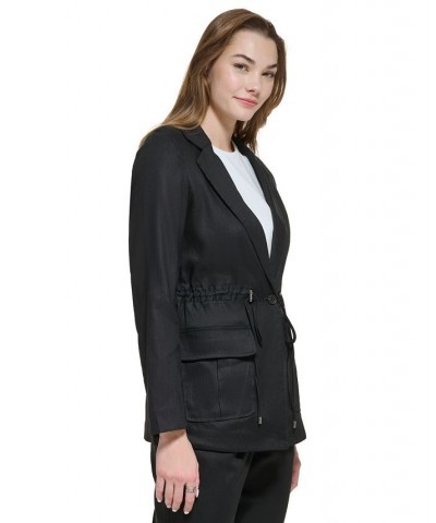 Linen Utility Jacket & Slim Leg Pants Black $76.28 Pants