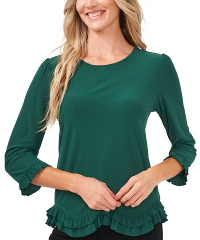 Ruffle-Hem Top Green $24.16 Tops