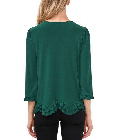 Ruffle-Hem Top Green $24.16 Tops