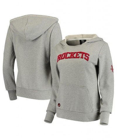 Women's Heathered Gray Houston Rockets French Terry Lining Thumbhole Pullover Hoodie Heathered Gray $31.50 Sweatshirts