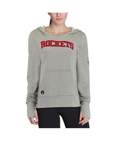 Women's Heathered Gray Houston Rockets French Terry Lining Thumbhole Pullover Hoodie Heathered Gray $31.50 Sweatshirts