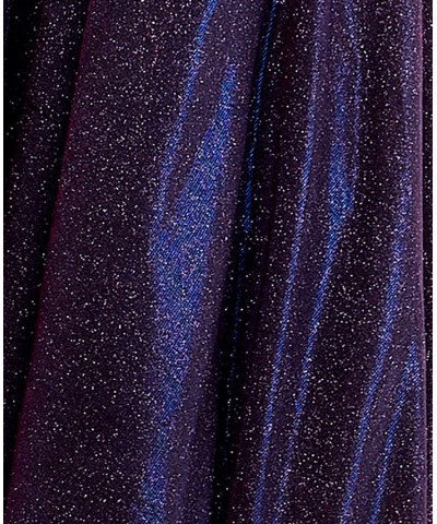 Juniors' Glitter Lace-Up-Back Evening Gown Grape $65.91 Dresses