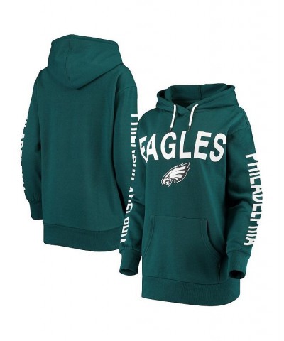 Women's Midnight Green Philadelphia Eagles Extra Point Pullover Hoodie Green $38.49 Sweatshirts