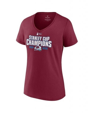 Women's Branded Burgundy Colorado Avalanche 2022 Stanley Cup Champions Jersey Roster V-Neck T-shirt Burgundy $18.48 Tops