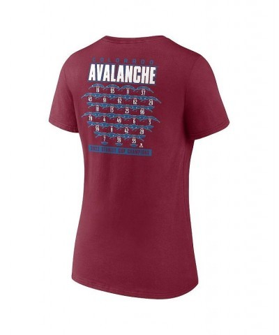 Women's Branded Burgundy Colorado Avalanche 2022 Stanley Cup Champions Jersey Roster V-Neck T-shirt Burgundy $18.48 Tops