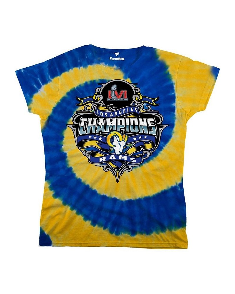 Women's Branded Royal Gold Los Angeles Rams Super Bowl LVI Champions Tie-Dye T-shirt Royal, Gold $21.83 Tops