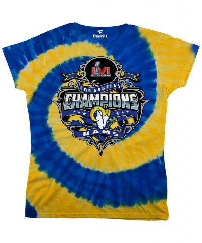 Women's Branded Royal Gold Los Angeles Rams Super Bowl LVI Champions Tie-Dye T-shirt Royal, Gold $21.83 Tops