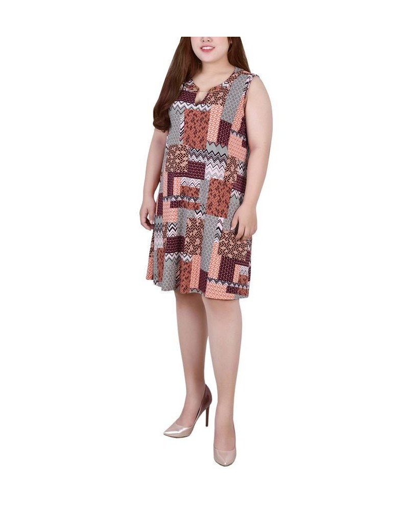 Plus Size Sleeveless Keyhole Dress with Hardware Mauve Archipatch $13.27 Dresses