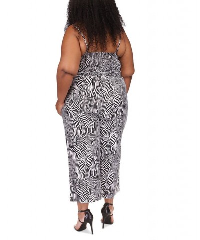 Plus Size Animal-Print Smocked Jumpsuit Black $86.00 Pants