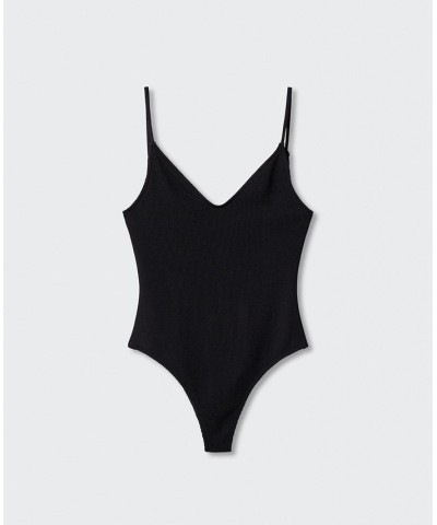 Women's Textured Adjustable Straps Swimsuit Black $39.60 Swimsuits