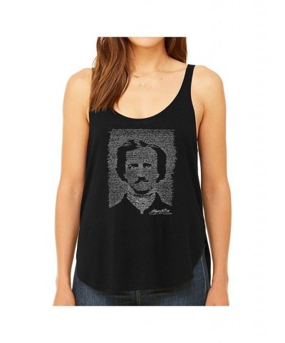 Women's Premium Word Art Flowy Tank Top- Edgar Allen Poe - The Raven Black $19.35 Tops