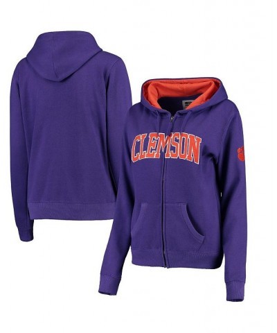 Women's Purple Clemson Tigers Arched Name Full-Zip Hoodie Purple $35.09 Sweatshirts