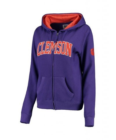 Women's Purple Clemson Tigers Arched Name Full-Zip Hoodie Purple $35.09 Sweatshirts