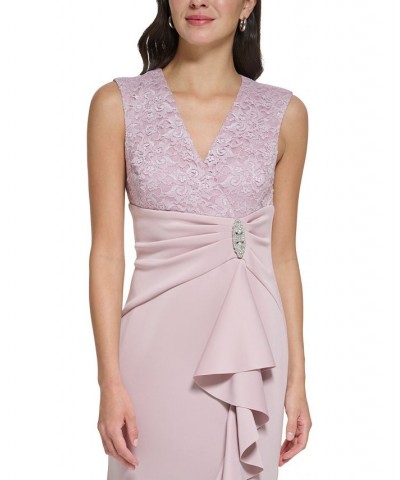 Side-Ruffled Embellished Gown Rose $65.56 Dresses