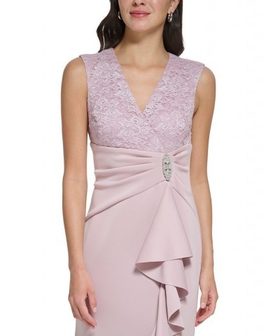 Side-Ruffled Embellished Gown Rose $65.56 Dresses