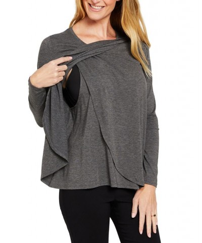 Crewneck Nursing T-Shirt Grey $16.80 Tops