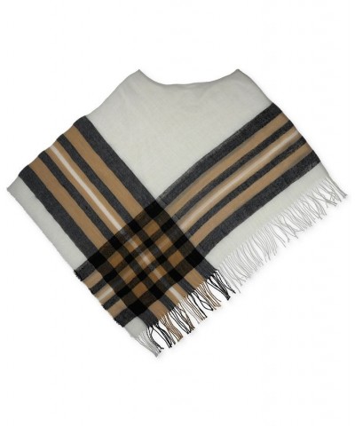 Women's Plaid Brushed Poncho Ivory/Cream $27.48 Sweaters