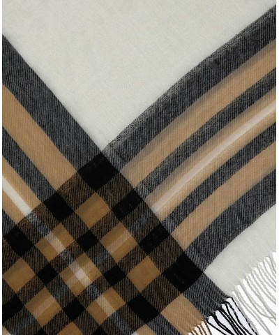 Women's Plaid Brushed Poncho Ivory/Cream $27.48 Sweaters