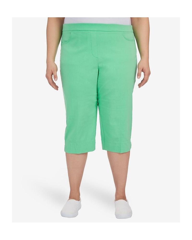Plus Size Tropical Allure Clamdigger Capri Pants Green $34.29 Pants