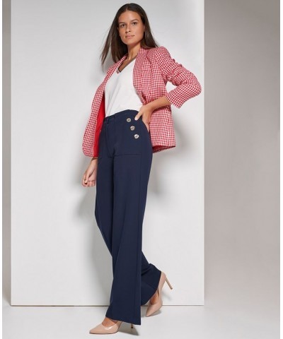 Women's Blazer Top & Sailor-Button Pantsuit Scarlet/Ivory $81.12 Pants