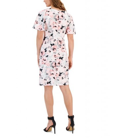 Women's Floral-Print Scuba Crepe Sheath Dress Tutu/Spa Multi $35.39 Dresses