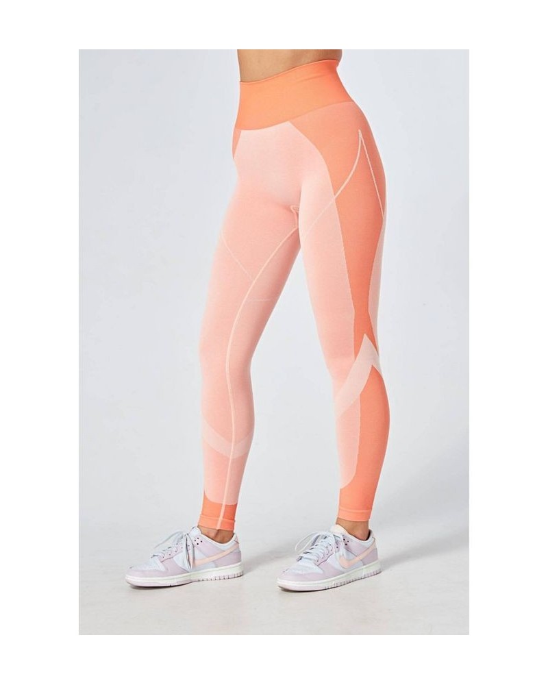 Recycled Colour Block Body Fit Legging - Coral Orange $24.30 Pants