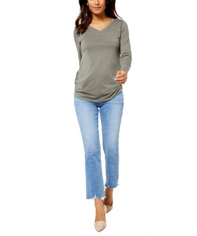 V-Neck Maternity T-Shirt Green $28.50 Tops