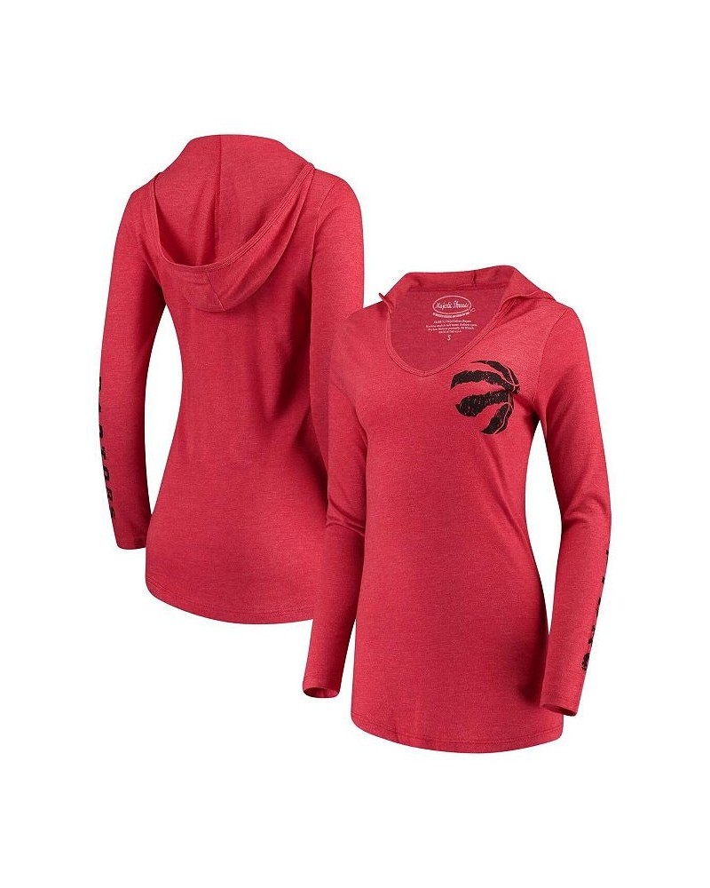 Women's Threads Red Toronto Raptors Tri-Blend V-Neck Pullover Hoodie Red $30.55 Sweatshirts