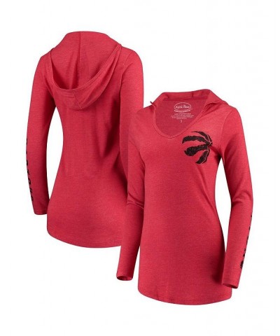 Women's Threads Red Toronto Raptors Tri-Blend V-Neck Pullover Hoodie Red $30.55 Sweatshirts