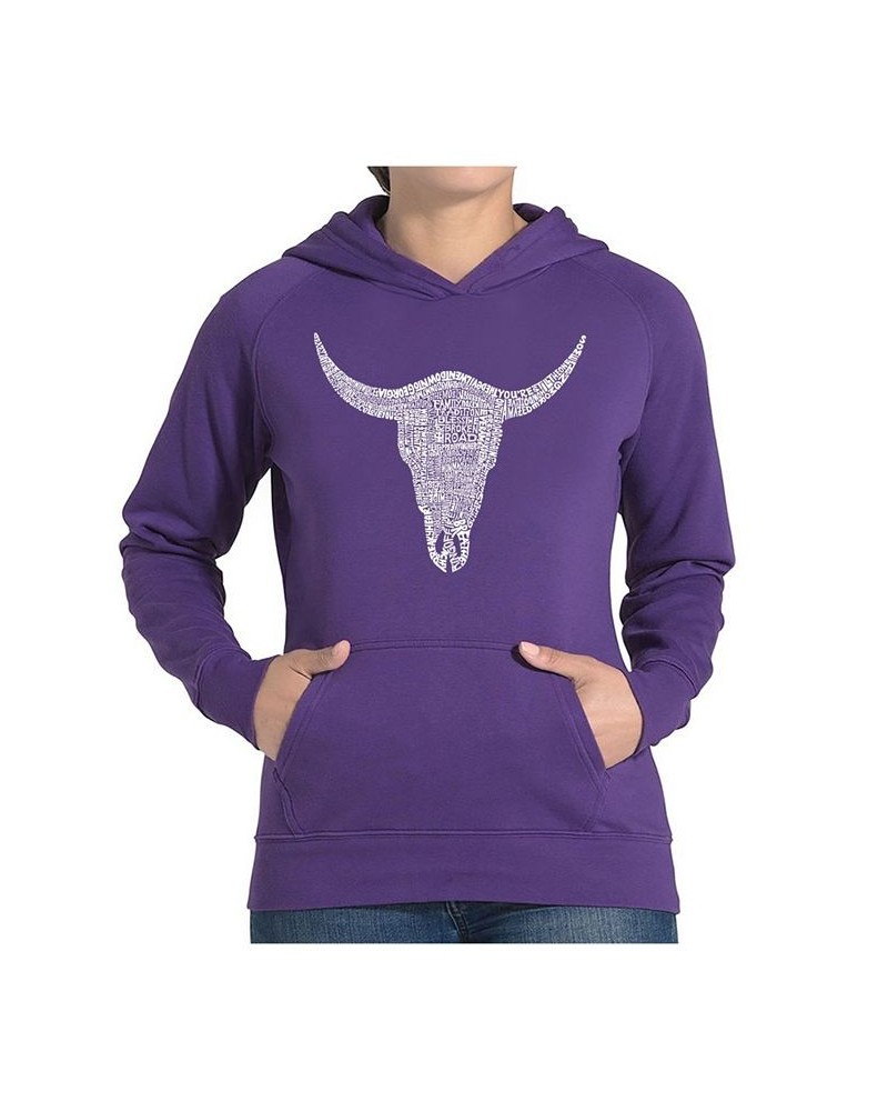 Women's Word Art Hooded Sweatshirt -Country Music's All Time Hits Purple $32.99 Sweatshirts