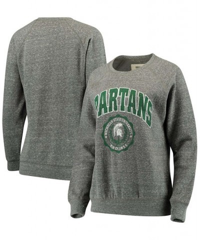 Women's Heathered Gray Michigan State Spartans Edith Vintage-Like Knobi Pullover Sweatshirt Heathered Gray $33.00 Sweatshirts