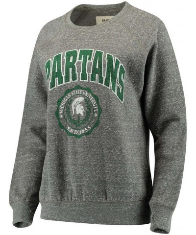 Women's Heathered Gray Michigan State Spartans Edith Vintage-Like Knobi Pullover Sweatshirt Heathered Gray $33.00 Sweatshirts