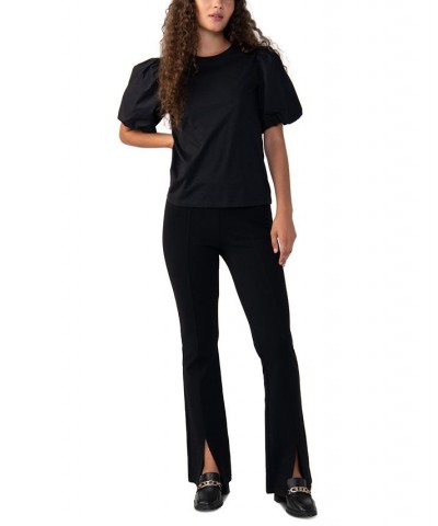 Women's Dream State Cotton Puff-Sleeve Tee Black $14.09 Tops