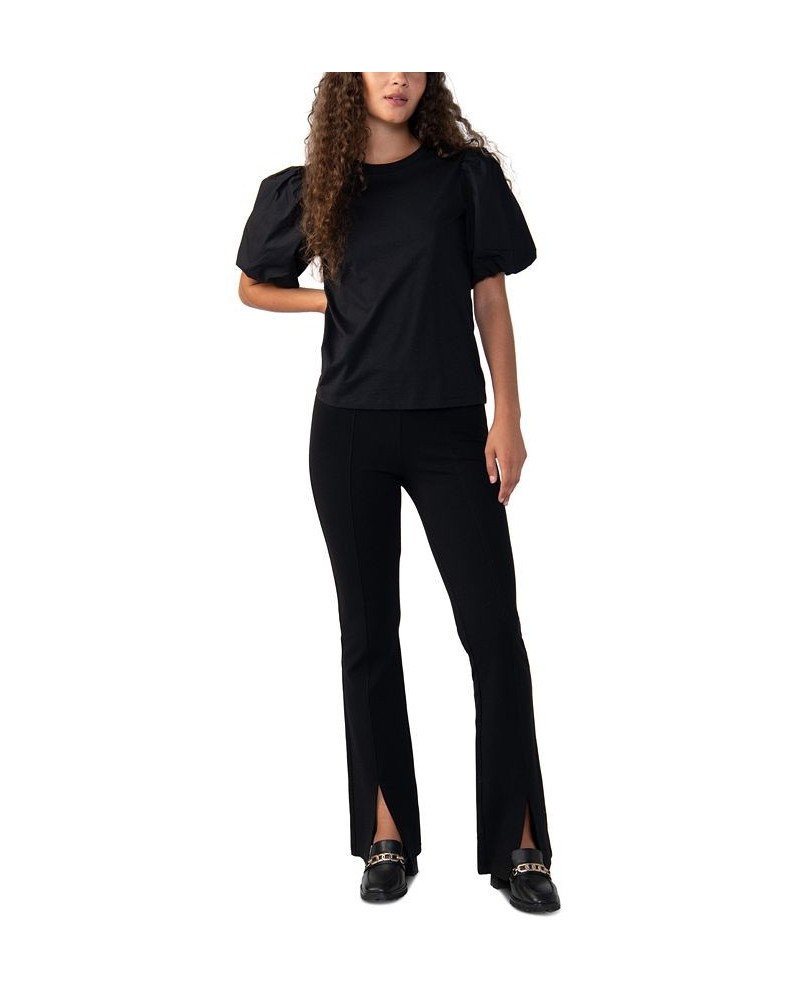 Women's Dream State Cotton Puff-Sleeve Tee Black $14.09 Tops