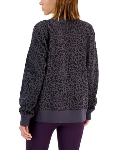 Women's Cheetah-Print Petite Crewneck Sweatshirt Cheetah Black $10.15 Sweatshirts