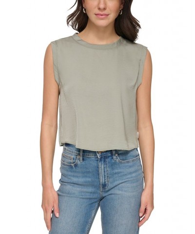 Women's Extended-Shoulder Cropped Top Green $33.36 Tops