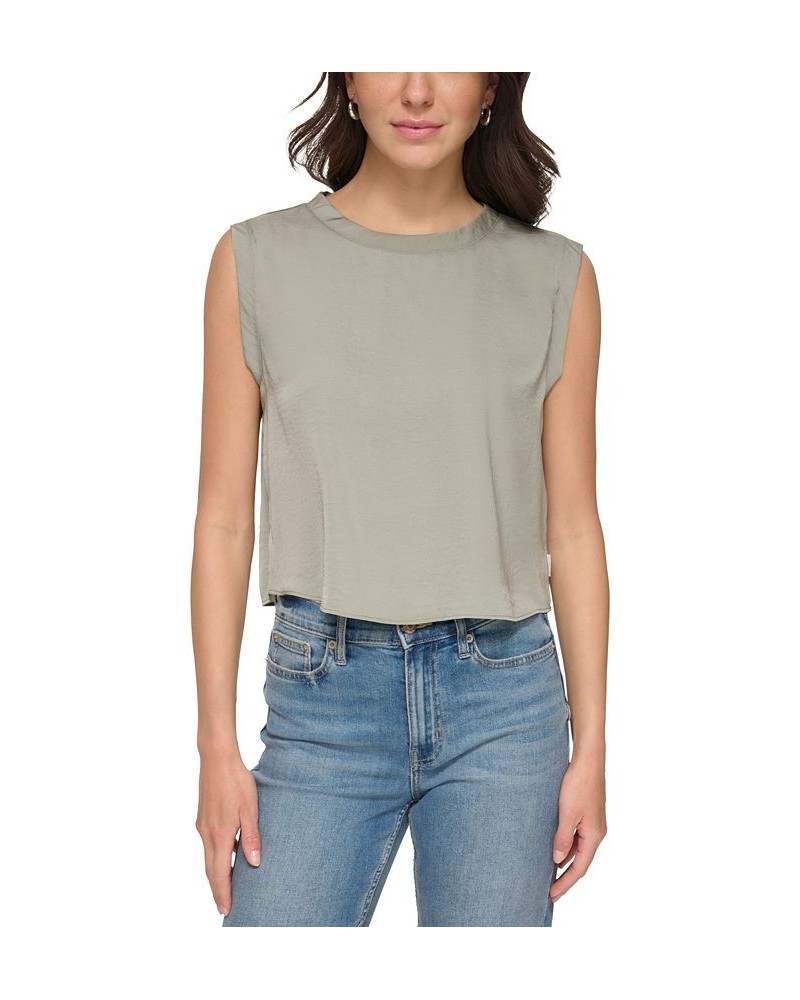 Women's Extended-Shoulder Cropped Top Green $33.36 Tops
