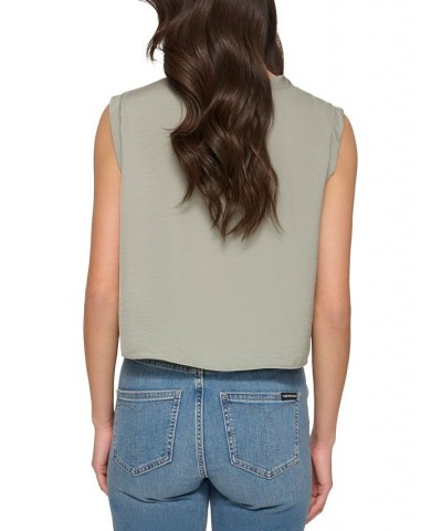 Women's Extended-Shoulder Cropped Top Green $33.36 Tops