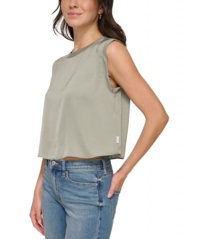 Women's Extended-Shoulder Cropped Top Green $33.36 Tops