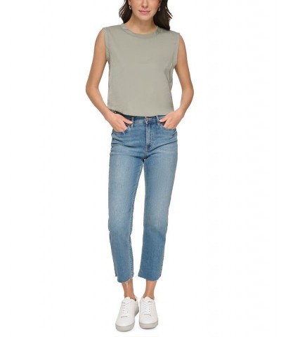 Women's Extended-Shoulder Cropped Top Green $33.36 Tops