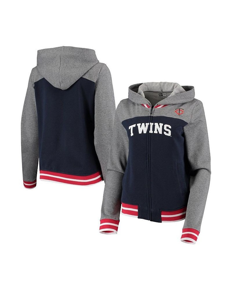 Women's Navy Minnesota Twins French Terry Varsity Full-Zip Hoodie Navy $33.84 Sweatshirts