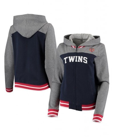 Women's Navy Minnesota Twins French Terry Varsity Full-Zip Hoodie Navy $33.84 Sweatshirts