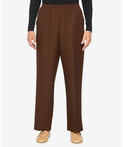 Plus Size Classic Pull-On Straight-Leg Short Length Pants Brown $31.50 Pants