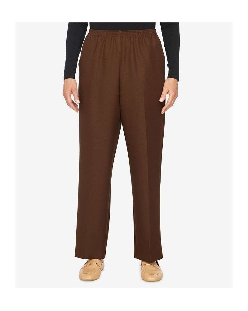 Plus Size Classic Pull-On Straight-Leg Short Length Pants Brown $31.50 Pants