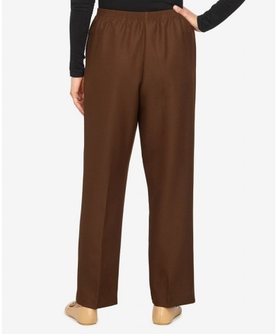 Plus Size Classic Pull-On Straight-Leg Short Length Pants Brown $31.50 Pants